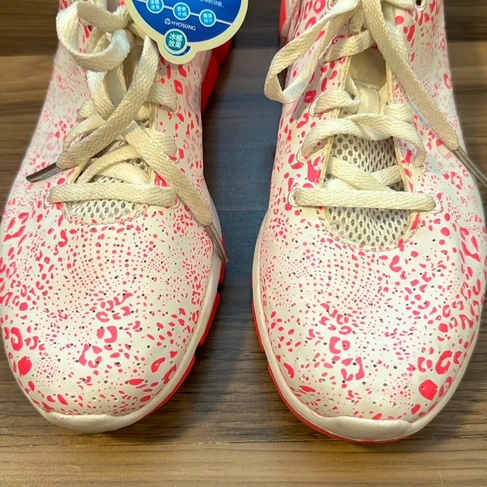 Addidas Leopard White Neon Pink Climachill Askin Tie Up Running Sneakers 7.5 NWT